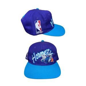 VTG 90s Charlotte Hornets Sports Specialties NBA Wool Snapback Hat Cap Purple